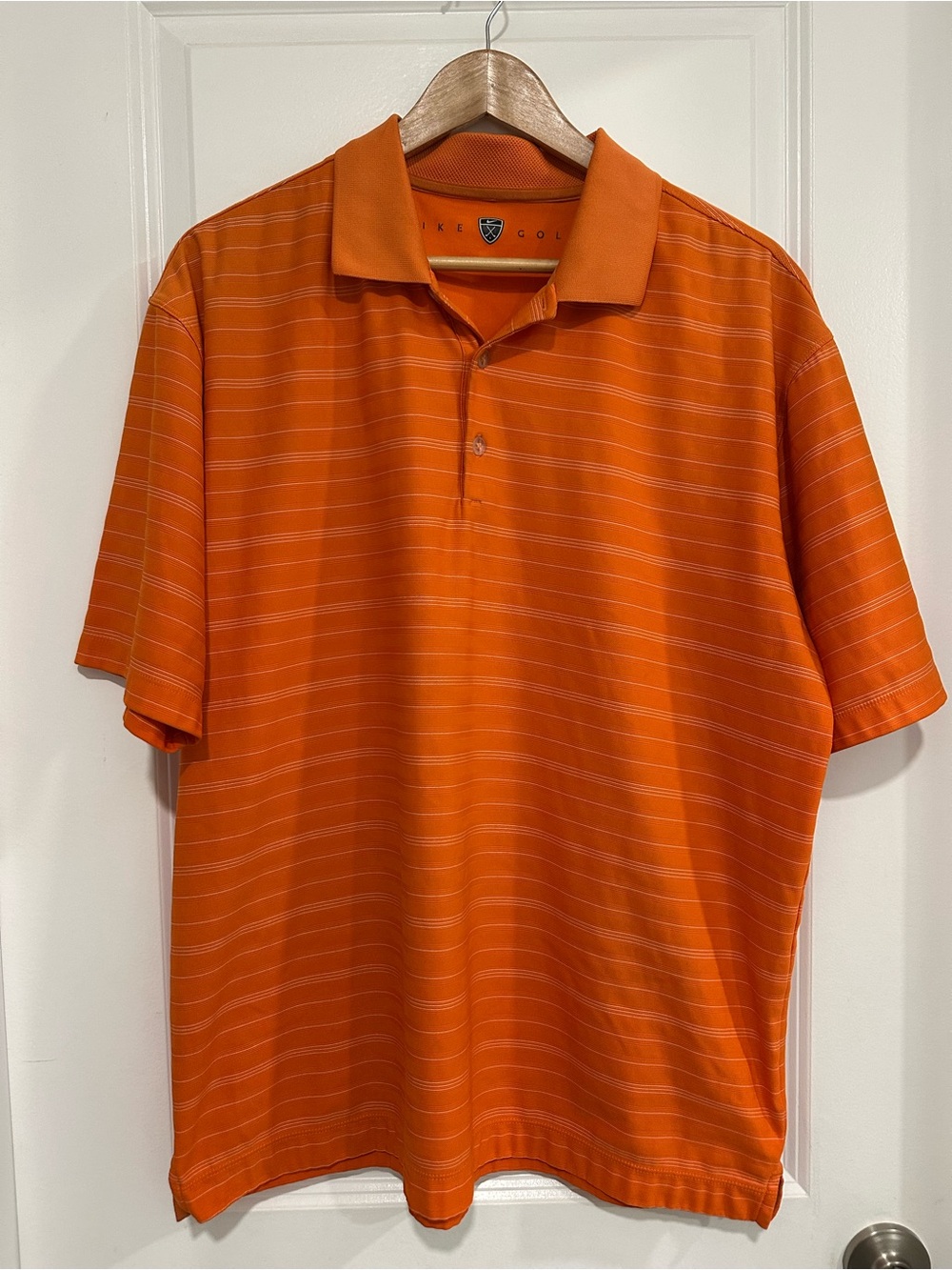 Nike Golf Orange Slim-Striped Short Sleeve Golf Polo Men’s Large